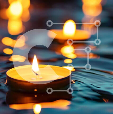 Intra Συλλεκτικό Ξύλινο Παζλ Plywood  4mm - Αναμμένα κεριά που επιπλέουν στο νερό Σε Ξύλινο Κουτί - Διαστάσεις Puzzle: 10x10 cm – 25 κομμάτια - Image 1