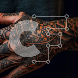 Intra Συλλεκτικό Ξύλινο Παζλ Plywood  4mm - Περίπλοκα τατουάζ χεριών με μαύρο μελάνι Σε Ξύλινο Κουτί - Διαστάσεις Puzzle: 10x10 cm – 25 κομμάτια