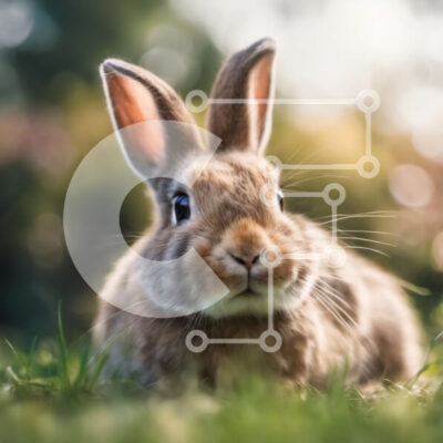 Intra Συλλεκτικό Ξύλινο Παζλ Plywood  4mm - Χαριτωμένο καφέ κουνέλι σε ένα πράσινο χωράφι Σε Ξύλινο Κουτί - Διαστάσεις: 10x10 cm – 25 κομμάτια - Image 1