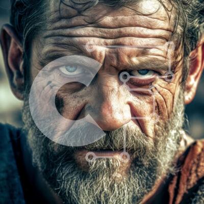 Intra Συλλεκτικό Ξύλινο Παζλ Plywood  4mm - Σοβαρός άνδρας με καφέ δερμάτινο μπουφάν και μπλε τζιν Σε Ξύλινο Κουτί - Διαστάσεις Puzzle: 10x10 cm – 25 κομμάτια - Image 1