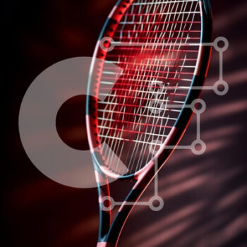 Intra Συλλεκτικό Ξύλινο Παζλ Plywood  4mm - Κοντινό πλάνο ρακέτας τένις με κόκκινη λαβή και μαύρο πλαίσιο Σε Ξύλινο Κουτί - Διαστάσεις Puzzle: 10x10 cm – 25 κομμάτια - Image 1