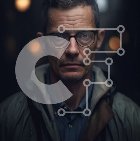 Intra Συλλεκτικό Ξύλινο Παζλ Plywood  4mm - Σοβαρός άνδρας που φορά γυαλιά και σακάκι κοιτάζοντας την κάμερα Σε Ξύλινο Κουτί - Διαστάσεις Puzzle: 10x10 cm – 25 κομμάτια - Image 1