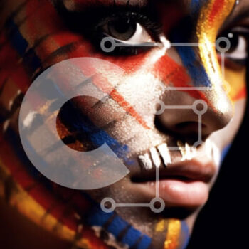 Intra Συλλεκτικό Ξύλινο Παζλ Plywood  4mm - Όμορφη εικόνα μιας γυναίκας με πολύχρωμη μπογιά προσώπου Σε Ξύλινο Κουτί - Διαστάσεις Puzzle: 10x10 cm – 25 κομμάτια - Image 1