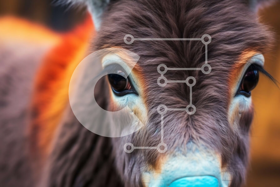 Intra Συλλεκτικό Ξύλινο Παζλ Plywood  4mm - Κοντινή όψη του προσώπου ενός γαϊδάρου Σε Ξύλινο Κουτί - Διαστάσεις: 10x10 cm – 25 κομμάτια