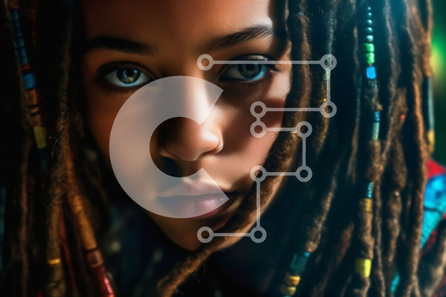 Intra Συλλεκτικό Ξύλινο Παζλ Plywood  4mm - Κομψό πορτρέτο μιας νεαρής γυναίκας με Dreadlocks Σε Ξύλινο Κουτί - Διαστάσεις Puzzle: 10x10 cm – 25 κομμάτια