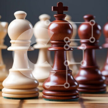 Intra Συλλεκτικό Ξύλινο Παζλ Plywood  4mm - Σκακιέρα με λευκά και κόκκινα σκακιστικά κομμάτια Σε Ξύλινο Κουτί - Διαστάσεις Puzzle: 10x10 cm – 25 κομμάτια - Image 1