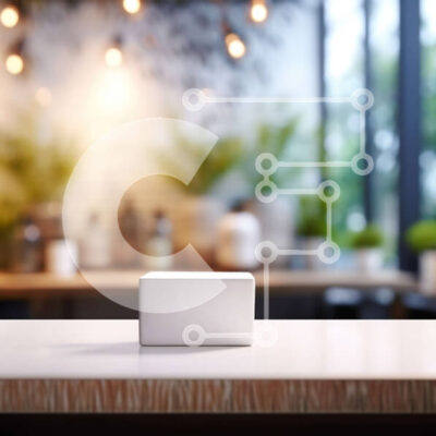 Intra Συλλεκτικό Ξύλινο Παζλ Plywood  4mm - Λευκό κουτί σε ξύλινο τραπέζι με φυτά και θέα στην πόλη Σε Ξύλινο Κουτί - Διαστάσεις: 10x10 cm – 25 κομμάτια - Image 1