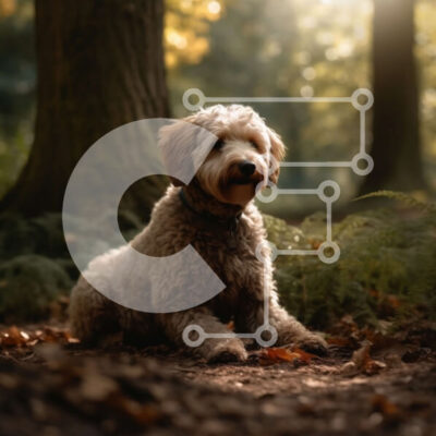 Intra Συλλεκτικό Ξύλινο Παζλ Plywood  4mm - Άνετη εικόνα ενός καφέ σκύλου στο δάσος με πεσμένα φύλλα Σε Ξύλινο Κουτί - Διαστάσεις: 10x10 cm – 25 κομμάτια - Image 1