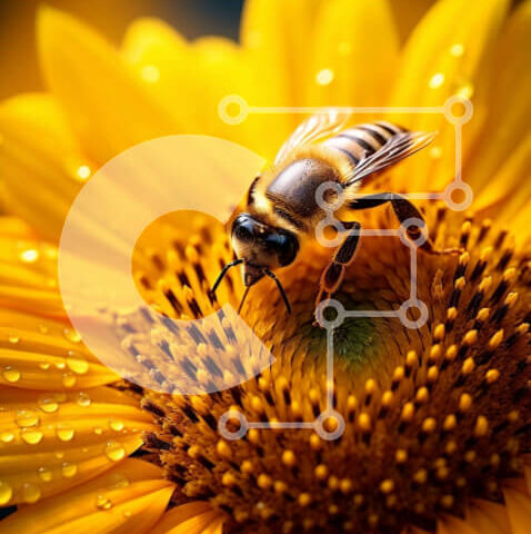 Intra Συλλεκτικό Ξύλινο Παζλ Plywood 4mm - Όμορφη εικόνα μιας μέλισσας σε έναν ηλίανθο Σε Ξύλινο Κουτί - Διαστάσεις: 10x10 cm – 25 κομμάτια - Image 1