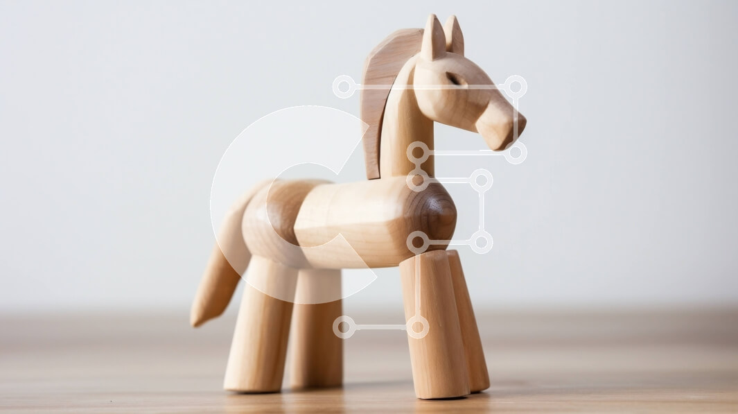 Intra Συλλεκτικό Ξύλινο Παζλ Plywood  4mm - Όμορφη εικόνα ενός ξύλινου παιχνιδιού αλόγων σε ένα ρουστίκ ξύλινο τραπέζι Σε Ξύλινο Κουτί - Διαστάσεις: 10x10 cm – 25 κομμάτια