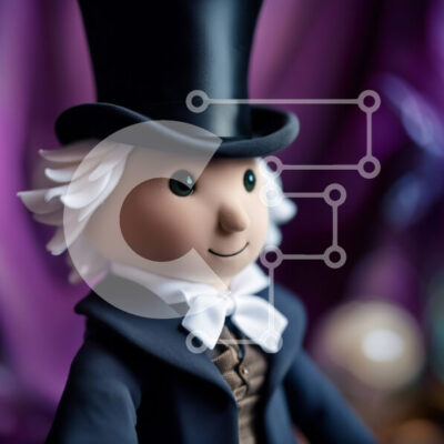 Intra Συλλεκτικό Ξύλινο Παζλ Plywood  4mm - Επαγγελματικό πορτρέτο ενός σοβαρού άνδρα με καπέλο και παπιγιόν Σε Ξύλινο Κουτί - Διαστάσεις Puzzle: 10x10 cm – 25 κομμάτια - Image 1