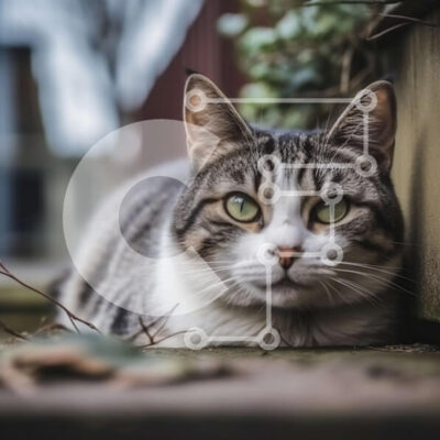 Intra Συλλεκτικό Ξύλινο Παζλ Plywood  4mm - Αξιολάτρευτη εικόνα μιας ριγέ γάτας με φωτεινά πράσινα μάτια Σε Ξύλινο Κουτί - Διαστάσεις: 10x10 cm – 25 κομμάτια - Image 1