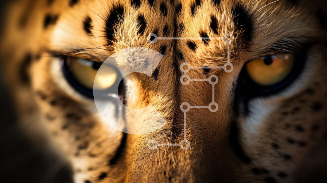 Intra Συλλεκτικό Ξύλινο Παζλ Plywood  4mm - Κοντινό πλάνο προσώπου λεοπάρδαλης με έντονα κίτρινα μάτια Σε Ξύλινο Κουτί - Διαστάσεις: 10x10 cm – 25 κομμάτια