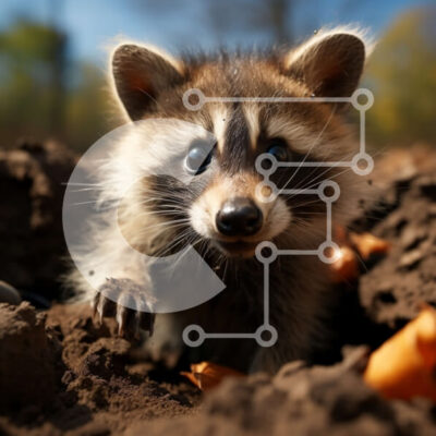 Intra Συλλεκτικό Ξύλινο Παζλ Plywood  4mm - Αξιολάτρευτο ρακούν που κρυφοκοιτάζει από μια τρύπα Σε Ξύλινο Κουτί - Διαστάσεις: 10x10 cm – 25 κομμάτια - Image 1