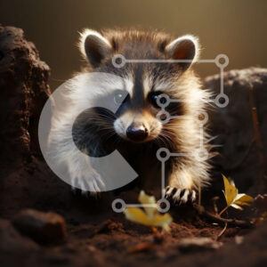 Intra Συλλεκτικό Ξύλινο Παζλ Plywood  4mm - Χαριτωμένο ρακούν που κρυφοκοιτάζει από πίσω από έναν βράχο Σε Ξύλινο Κουτί - Διαστάσεις: 10x10 cm – 25 κομμάτια