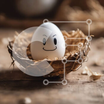 Intra Συλλεκτικό Ξύλινο Παζλ Plywood 4mm - Smiley Face Egg στη φωλιά πουλιών σε ξύλινο τραπέζι Σε Ξύλινο Κουτί - Διαστάσεις: 10x10 cm – 25 κομμάτια - Image 1