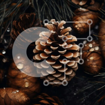 Intra Συλλεκτικό Ξύλινο Παζλ Plywood  4mm - Φρέσκα κουκουνάρια διατεταγμένα σε κύκλο σε σκούρο φόντο Σε Ξύλινο Κουτί - Διαστάσεις: 10x10 cm – 25 κομμάτια - Image 1