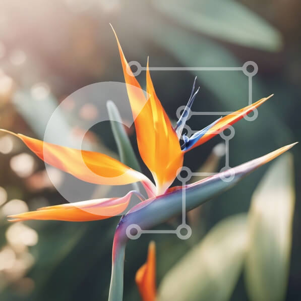 Intra Συλλεκτικό Ξύλινο Παζλ Plywood  4mm - Κοντινό πλάνο ενός λουλουδιού Bird of Paradise σε πλήρη άνθιση Σε Ξύλινο Κουτί - Διαστάσεις: 10x10 cm – 25 κομμάτια