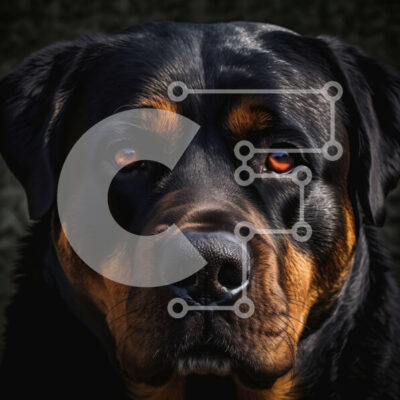 Intra Συλλεκτικό Ξύλινο Παζλ Plywood  4mm - Κοντινή όψη ενός ισχυρού σκύλου ροτβάιλερ Σε Ξύλινο Κουτί - Διαστάσεις: 10x10 cm – 25 κομμάτια - Image 1