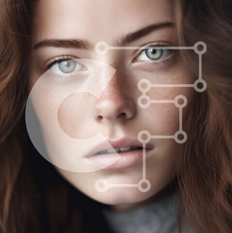 Intra Συλλεκτικό Ξύλινο Παζλ Plywood 4mm - Όμορφο πορτρέτο μιας γυναίκας με μακριά κυματιστά καστανά μαλλιά και πράσινα μάτια Σε Ξύλινο Κουτί - Διαστάσεις Puzzle: 10x10 cm – 25 κομμάτια - Image 1