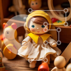 Intra Συλλεκτικό Ξύλινο Παζλ Plywood  4mm - Ξύλινη κούκλα που περιβάλλεται από παιχνίδια Σε Ξύλινο Κουτί - Διαστάσεις: 10x10 cm – 25 κομμάτια