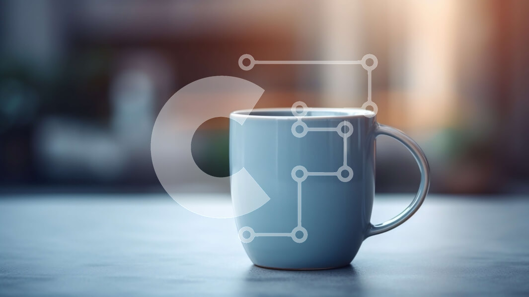 Intra Συλλεκτικό Ξύλινο Παζλ Plywood  4mm - Λευκή κούπα καφέ στο τραπέζι με θέα στην πόλη Σε Ξύλινο Κουτί - Διαστάσεις Puzzle: 10x10 cm – 25 κομμάτια