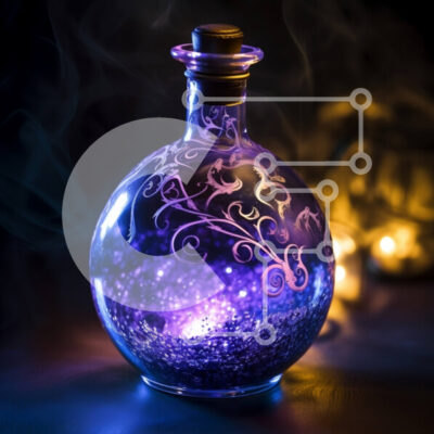 Intra Συλλεκτικό Ξύλινο Παζλ Plywood  4mm - Μυστηριώδες και μαγευτικό μοβ υγρό σε γυάλινο μπουκάλι με φελλό και φως κεριών Σε Ξύλινο Κουτί - Διαστάσεις: 10x10 cm – 25 κομμάτια - Image 1