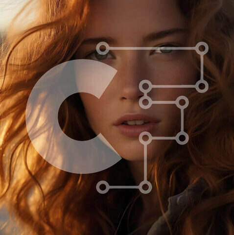 Intra Συλλεκτικό Ξύλινο Παζλ Plywood  4mm - Πορτρέτο μιας γυναίκας με μακριά σγουρά κόκκινα μαλλιά και πράσινα μάτια Σε Ξύλινο Κουτί - Διαστάσεις Puzzle: 10x10 cm – 25 κομμάτια - Image 1