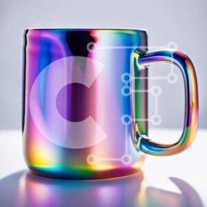 Intra Συλλεκτικό Ξύλινο Παζλ Plywood  4mm - Πολύχρωμη κούπα με γυαλιστερή επιφάνεια σε λευκό φόντο Σε Ξύλινο Κουτί - Διαστάσεις: 10x10 cm – 25 κομμάτια