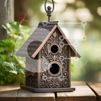 Intra Συλλεκτικό Ξύλινο Παζλ Plywood  4mm - Όμορφη εικόνα ενός μεταλλικού πουλιού με περίπλοκα σκαλίσματα Σε Ξύλινο Κουτί - Διαστάσεις: 10x10 cm – 25 κομμάτια - Image 1