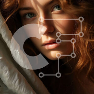 Intra Συλλεκτικό Ξύλινο Παζλ Plywood  4mm - Εκπληκτικό πορτρέτο μιας νεαρής γυναίκας με μακριά κόκκινα μαλλιά και πράσινα μάτια Σε Ξύλινο Κουτί - Διαστάσεις Puzzle: 10x10 cm – 25 κομμάτια