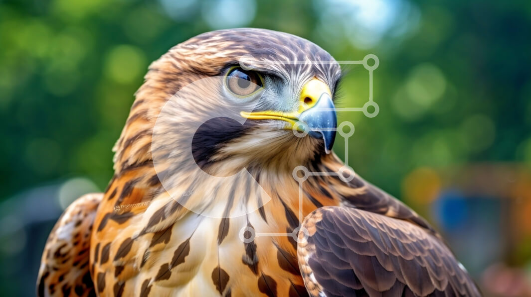 Intra Συλλεκτικό Ξύλινο Παζλ Plywood  4mm - Κοντινή όψη του κεφαλιού ενός όμορφου γερακιού Σε Ξύλινο Κουτί - Διαστάσεις: 10x10 cm – 25 κομμάτια