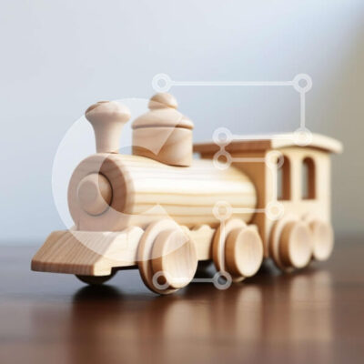 Intra Συλλεκτικό Ξύλινο Παζλ Plywood 4mm - Όμορφη εικόνα ενός ξύλινου παιχνιδιού τρένου σε ένα τραπέζι Σε Ξύλινο Κουτί - Διαστάσεις: 10x10 cm – 25 κομμάτια - Image 1