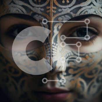 Intra Συλλεκτικό Ξύλινο Παζλ Plywood  4mm - Γυναίκα με χρυσή μάσκα - περίπλοκο σχέδιο και σοβαρή έκφραση Σε Ξύλινο Κουτί - Διαστάσεις Puzzle: 10x10 cm – 25 κομμάτια - Image 1