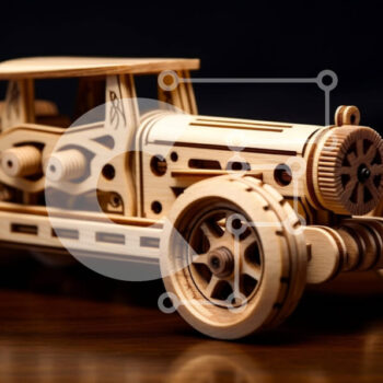 Intra Συλλεκτικό Ξύλινο Παζλ Plywood  4mm - Vintage Ξύλινο Παιχνίδι Αυτοκίνητο με Κλασικό Σχέδιο Σε Ξύλινο Κουτί - Διαστάσεις: 10x10 cm – 25 κομμάτια - Image 1