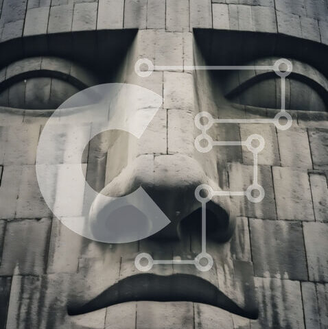 Intra Συλλεκτικό Ξύλινο Παζλ Plywood  4mm - Παλαιό πέτρινο άγαλμα ενός άνδρα με σοβαρό πρόσωπο Σε Ξύλινο Κουτί - Διαστάσεις Puzzle: 10x10 cm – 25 κομμάτια - Image 1