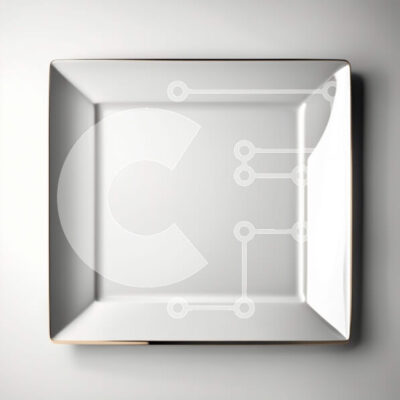 Intra Συλλεκτικό Ξύλινο Παζλ Plywood  4mm - Κομψό λευκό πιάτο με χρυσό χείλος σε μινιμαλιστικό γκρι φόντο Σε Ξύλινο Κουτί - Διαστάσεις: 10x10 cm – 25 κομμάτια - Image 1