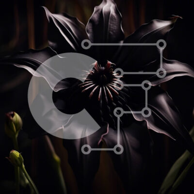 Intra Συλλεκτικό Ξύλινο Παζλ Plywood  4mm - Όμορφη εικόνα ενός μαύρου λουλουδιού με σκούρα πέταλα και ένα κίτρινο κέντρο Σε Ξύλινο Κουτί - Διαστάσεις: 10x10 cm – 25 κομμάτια - Image 1