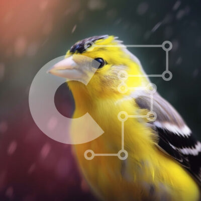 Intra Συλλεκτικό Ξύλινο Παζλ Plywood  4mm - Κίτρινο πουλί με ασπρόμαυρες ρίγες σε ένα κλαδί Σε Ξύλινο Κουτί - Διαστάσεις: 10x10 cm – 25 κομμάτια - Image 1