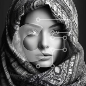 Intra Συλλεκτικό Ξύλινο Παζλ Plywood  4mm - Σοβαρή γυναίκα με μαντήλι που κοιτάζει την κάμερα Σε Ξύλινο Κουτί - Διαστάσεις Puzzle: 10x10 cm – 25 κομμάτια