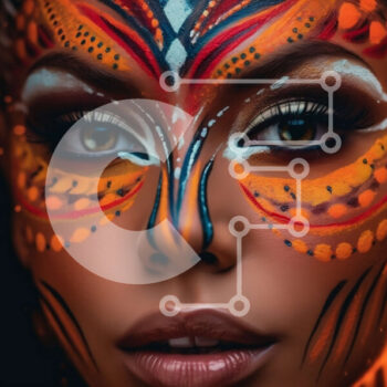 Intra Συλλεκτικό Ξύλινο Παζλ Plywood  4mm - Πολύχρωμη ζωγραφική προσώπου σε γυναίκα με μακριά μαύρα μαλλιά Σε Ξύλινο Κουτί - Διαστάσεις Puzzle: 10x10 cm – 25 κομμάτια - Image 1