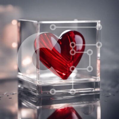 Intra Συλλεκτικό Ξύλινο Παζλ Plywood  4mm - Διαφανής γυάλινος κύβος με κόκκινη καρδιά μέσα Σε Ξύλινο Κουτί - Διαστάσεις Puzzle: 10x10 cm – 25 κομμάτια - Image 1