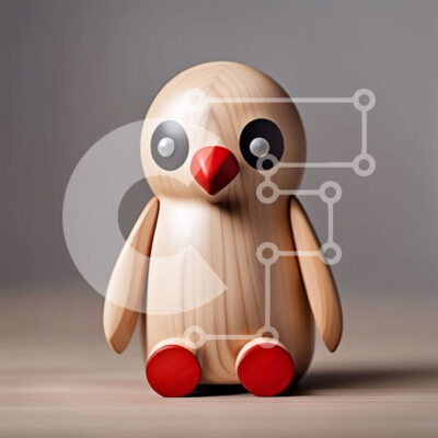 Intra Συλλεκτικό Ξύλινο Παζλ Plywood  4mm - Αξιολάτρευτο ξύλινο παιχνίδι πιγκουίνου με κόκκινα μάτια Σε Ξύλινο Κουτί - Διαστάσεις: 10x10 cm – 25 κομμάτια - Image 1