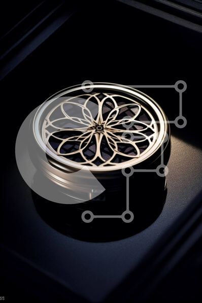 Intra Συλλεκτικό Ξύλινο Παζλ Plywood  4mm - Κομψός χρυσός και μαύρος συμπαγής καθρέφτης με φλοράλ σχέδιο Σε Ξύλινο Κουτί - Διαστάσεις Puzzle: 10x10 cm – 25 κομμάτια