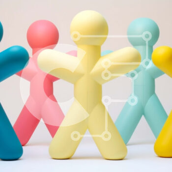 Intra Συλλεκτικό Ξύλινο Παζλ Plywood  4mm - Ομάδα πολύχρωμων πλαστικών ειδωλίων που στέκονται μαζί Σε Ξύλινο Κουτί - Διαστάσεις Puzzle: 10x10 cm – 25 κομμάτια - Image 1