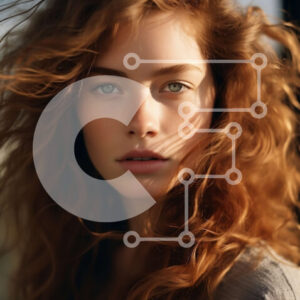 Intra Συλλεκτικό Ξύλινο Παζλ Plywood  4mm - Γυναίκα με μακριά κόκκινα μαλλιά που φοράει γκρι πουλόβερ Σε Ξύλινο Κουτί - Διαστάσεις Puzzle: 10x10 cm – 25 κομμάτια