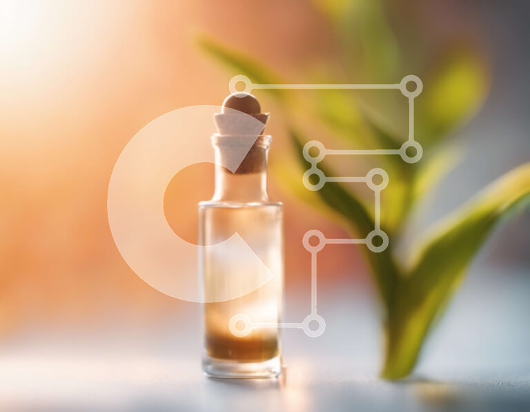 Intra Συλλεκτικό Ξύλινο Παζλ Plywood  4mm - Διαυγές μπουκάλι αιθέριου ελαίου με φυτό στο τραπέζι Σε Ξύλινο Κουτί - Διαστάσεις Puzzle: 10x10 cm – 25 κομμάτια