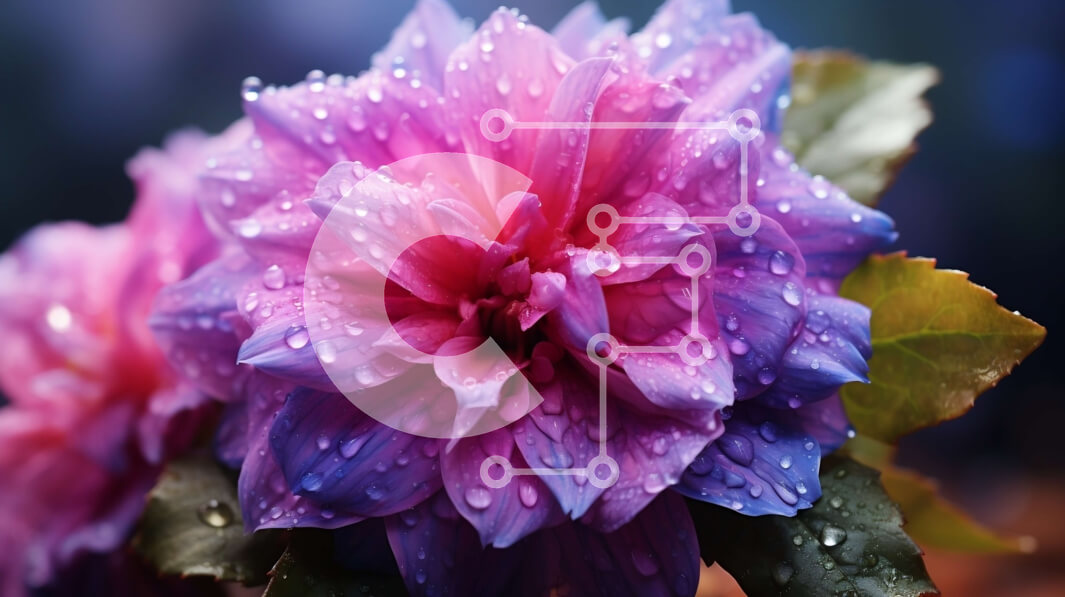 Intra Συλλεκτικό Ξύλινο Παζλ Plywood  4mm - Κοντινό πλάνο ενός ροζ και μοβ λουλουδιού με σταγονίδια νερού Σε Ξύλινο Κουτί - Διαστάσεις: 10x10 cm – 25 κομμάτια