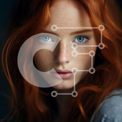 Intra Συλλεκτικό Ξύλινο Παζλ Plywood  4mm - Πορτρέτο μιας γυναίκας με κόκκινα μαλλιά και μπλε μάτια Σε Ξύλινο Κουτί - Διαστάσεις Puzzle: 10x10 cm – 25 κομμάτια - Image 1