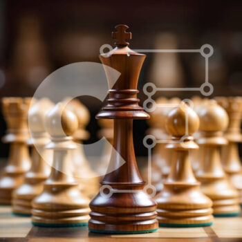 Intra Συλλεκτικό Ξύλινο Παζλ Plywood  4mm - Σκακιέρα με λευκό βασιλιά και μαύρα πιόνια Σε Ξύλινο Κουτί - Διαστάσεις Puzzle: 10x10 cm – 25 κομμάτια - Image 1